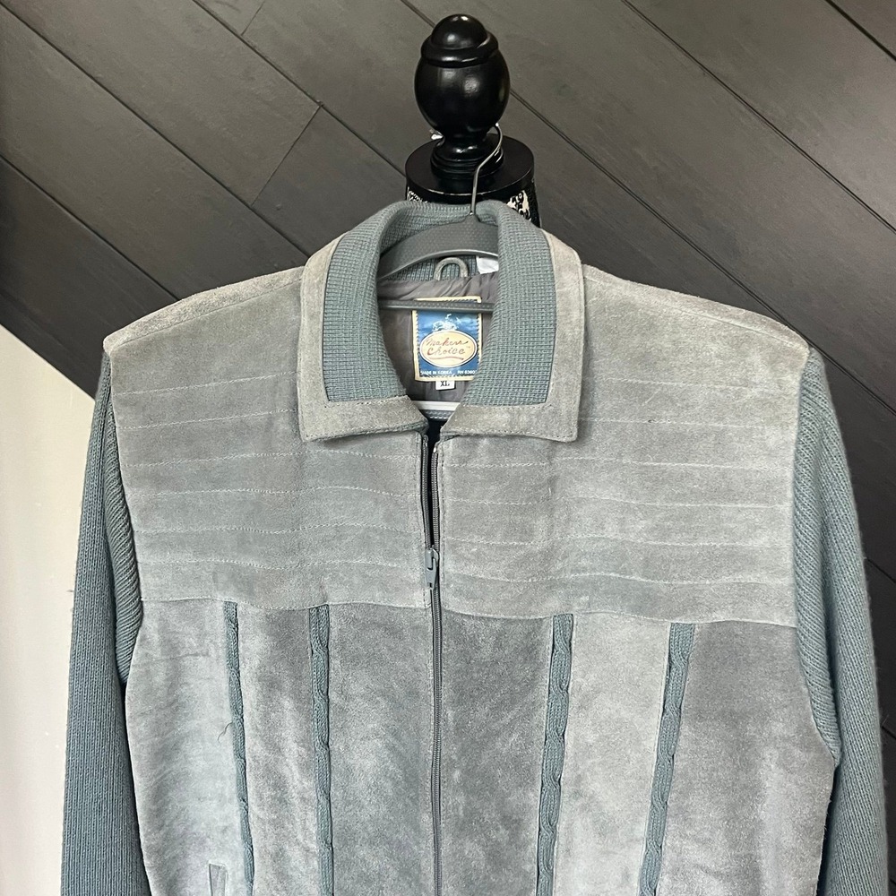 Maker's Choice Suede Leather/Knit Jacket‎ Vintage 70's - Picture 4 of 9